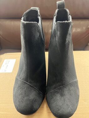 Black Suede Chelsea Ankle Boots - Women's Slip-On Booties